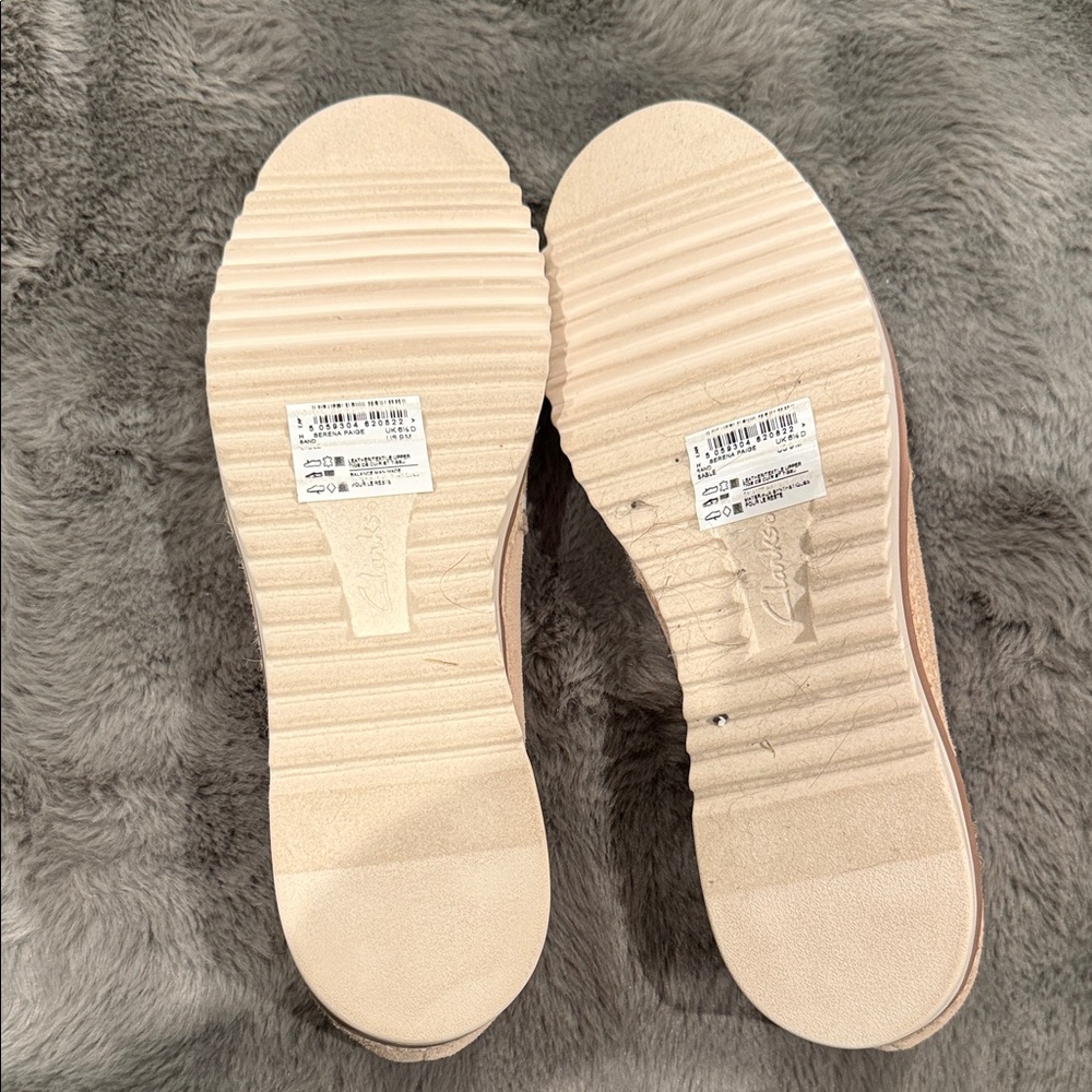 Clarks Tan and White Striped Espadrilles - Picture 3 of 5